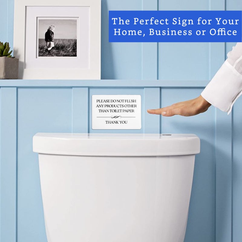 GLOBE ROCKET Do Not Flush Toilet Sign (White Acrylic 5 x 3.5 in) - Do Not Flush Anything Except Toilet Paper Sign - Bathroom Signs for Business - Restroom Sign - Airbnb Signs - Image 5